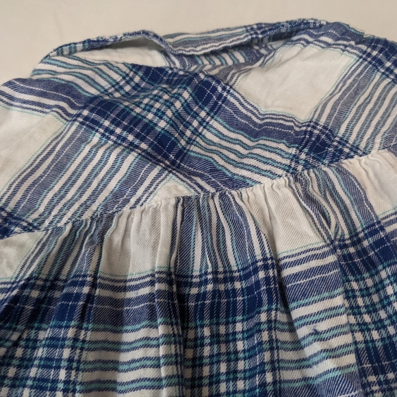 Lucky Brand Short Sleeve Button Down Shirt Pockets Blue White Plaid XS - Picture 4 of 8